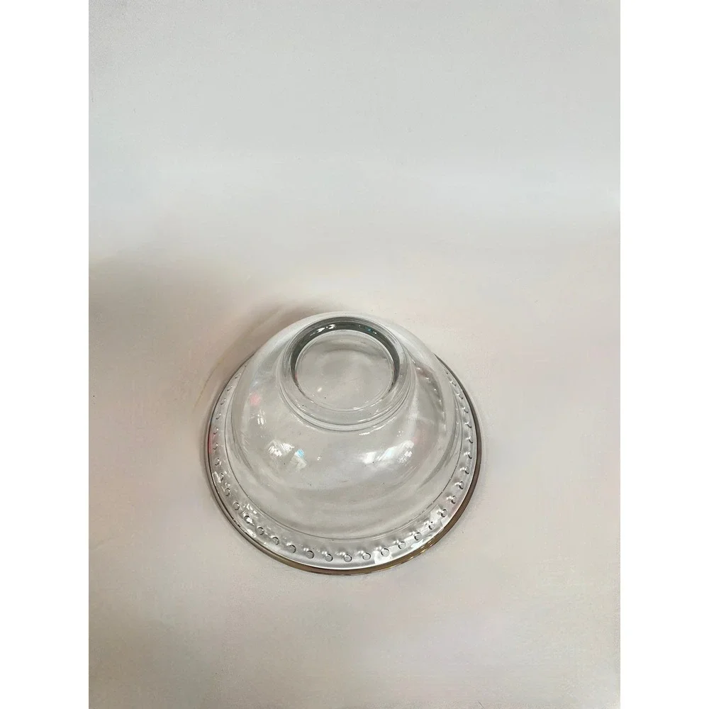 Clear Glass Serving Bowl with Beaded Rim, fluted Hobnail Style 6.75